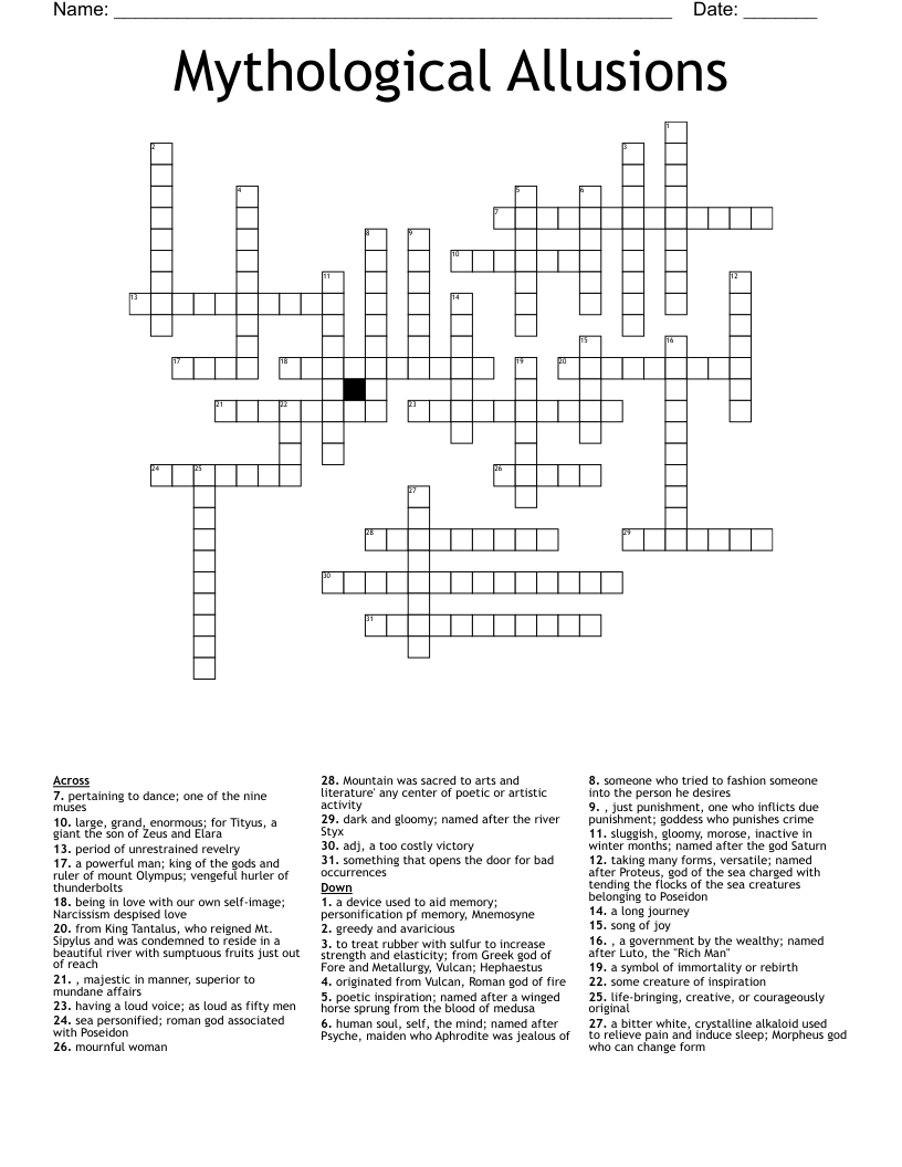 Mythological Allusions Crossword