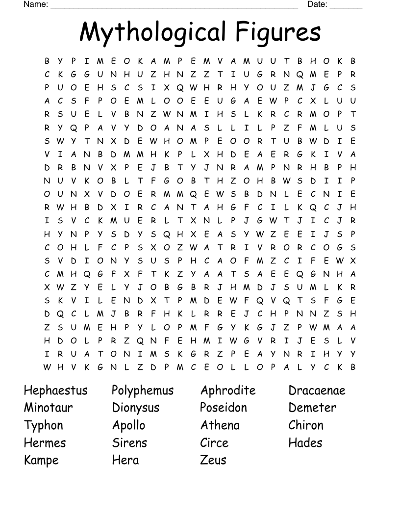Mythological Figures Word Search