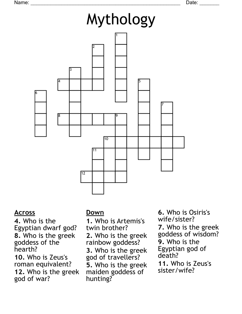 Mythology Crossword