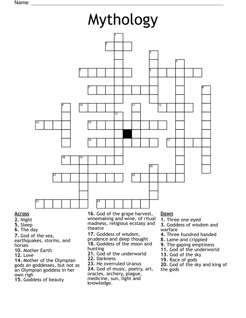 Mythology Crossword
