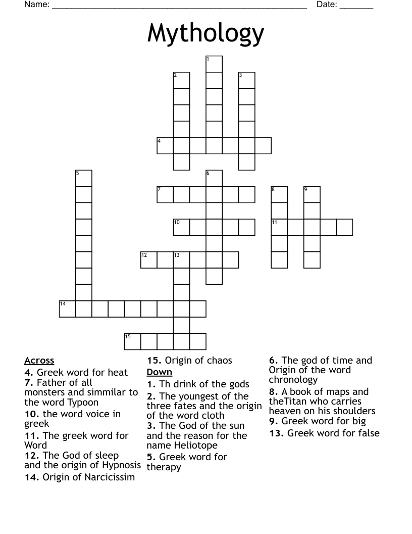 Mythology Crossword