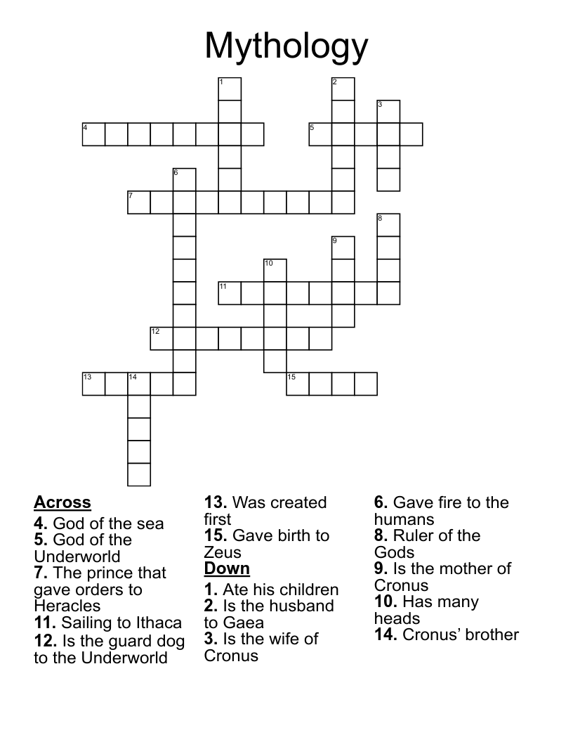Mythology Crossword
