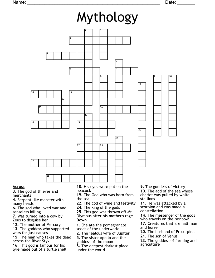 Mythology Crossword