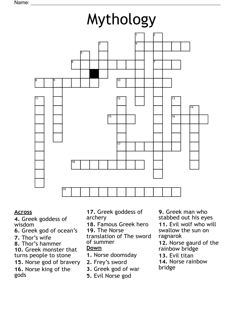 Mythology Crossword