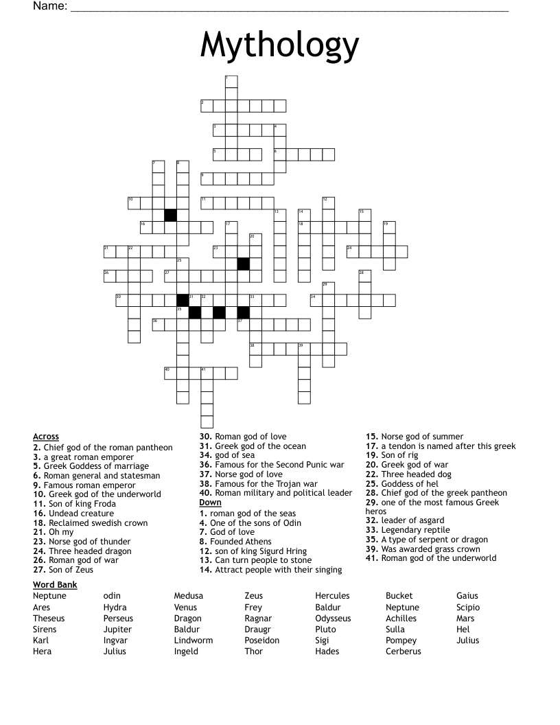 Mythology Crossword