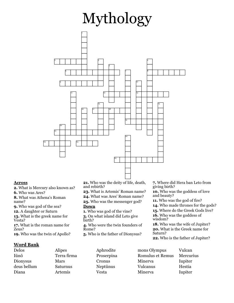 Mythology Crossword