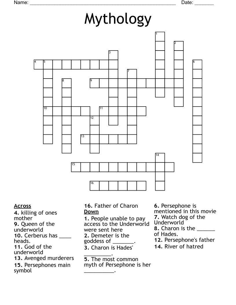 Mythology Crossword