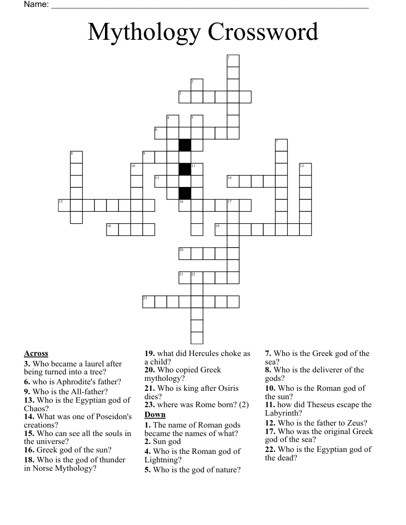 Mythology Crossword