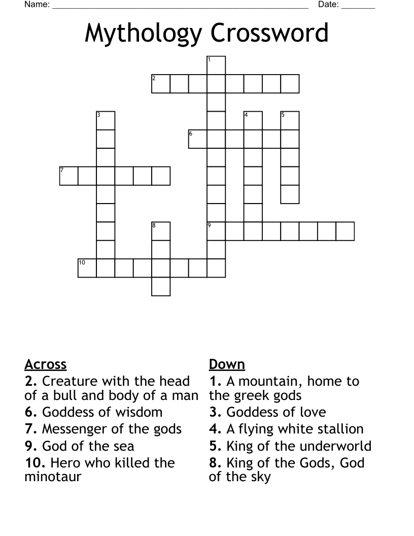 Mythology Crossword 