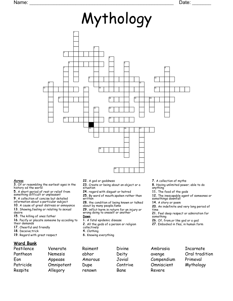 Mythology  Crossword