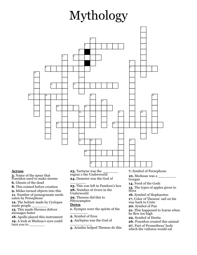 Mythology  Crossword