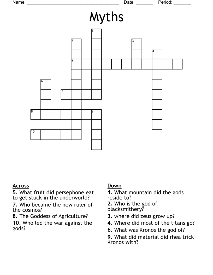 Myths Crossword