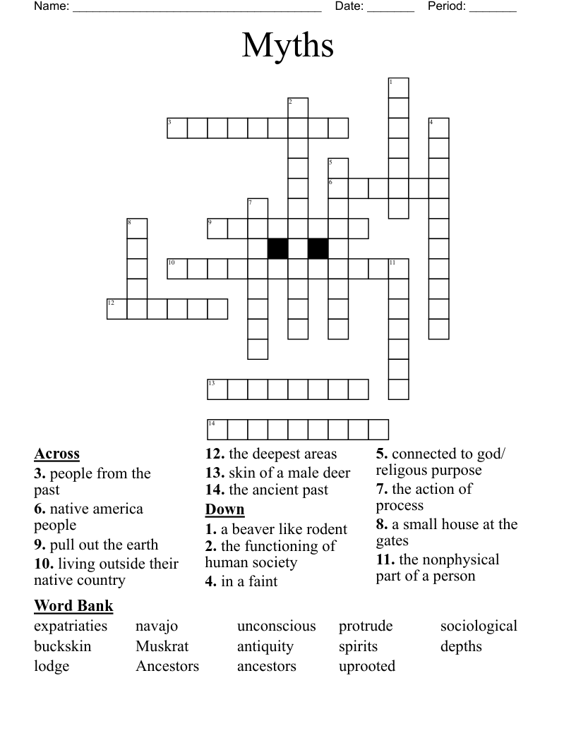 Myths  Crossword