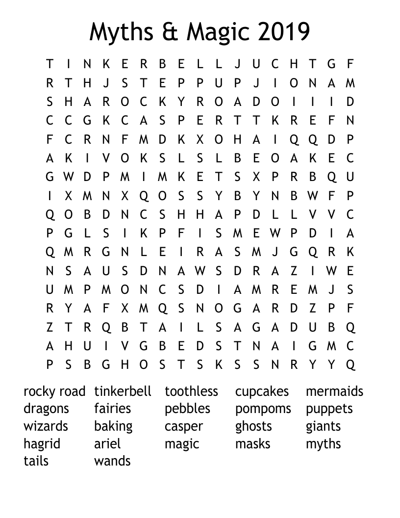 Myths & Magic 2019 Word Search
