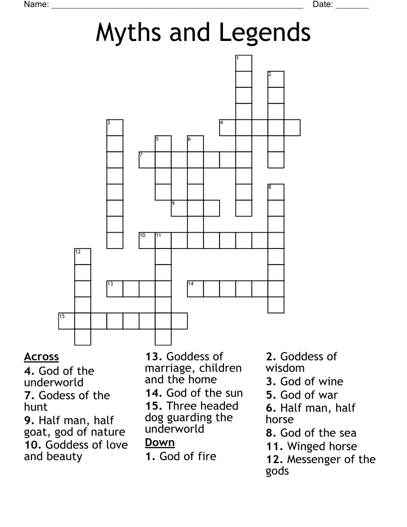Myths and Legends  Crossword