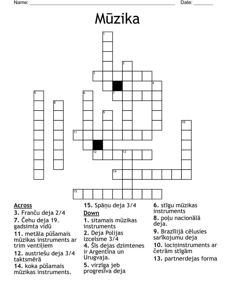 Mūzika Crossword