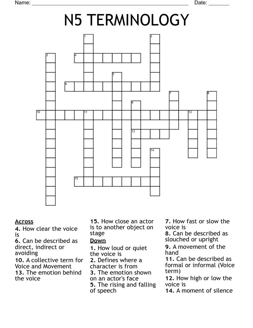 N5 TERMINOLOGY Crossword