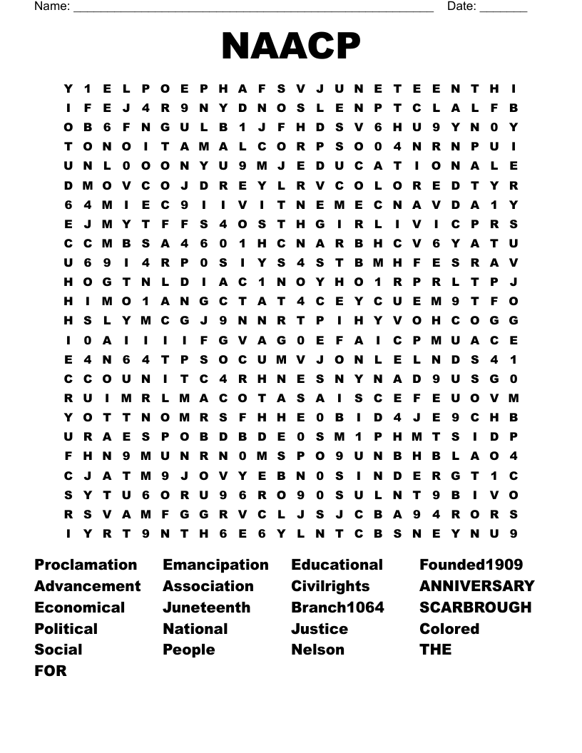NAACP Word Search