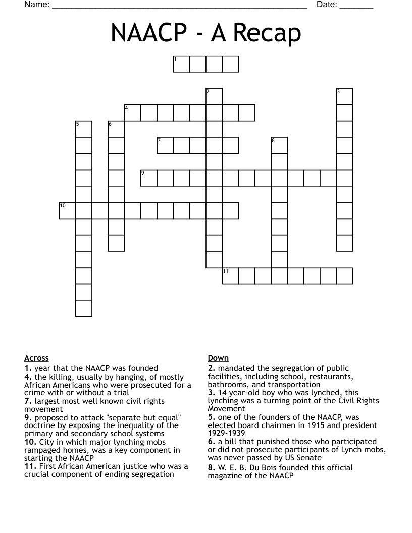 NAACP - A Recap Crossword