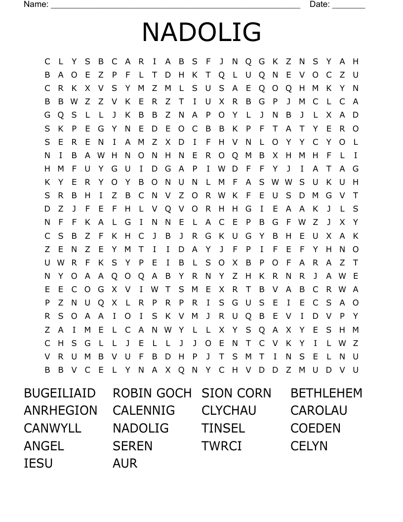 NADOLIG Word Search