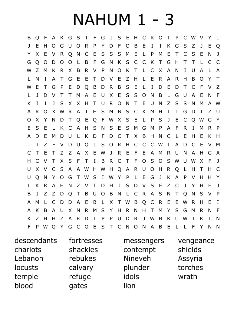 NAHUM   1 - 3 Word Search