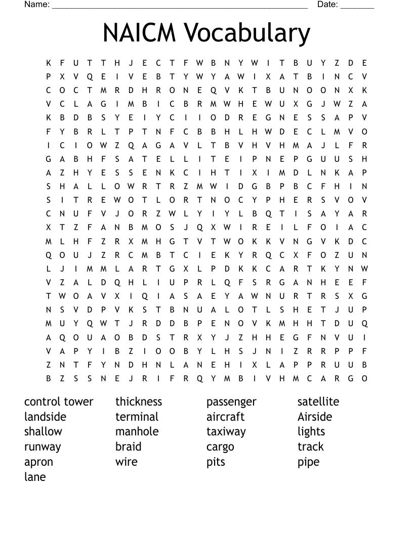NAICM Vocabulary  Word Search