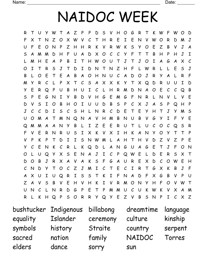 NAIDOC WEEK Word Search