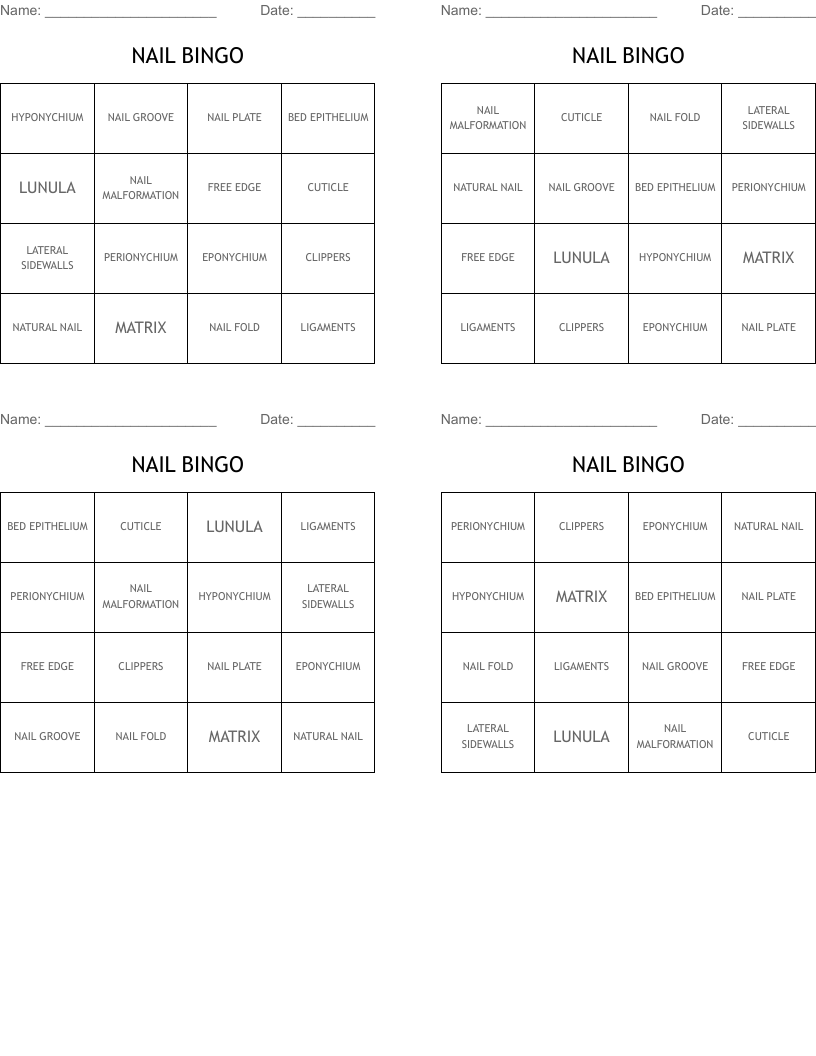 NAIL BINGO