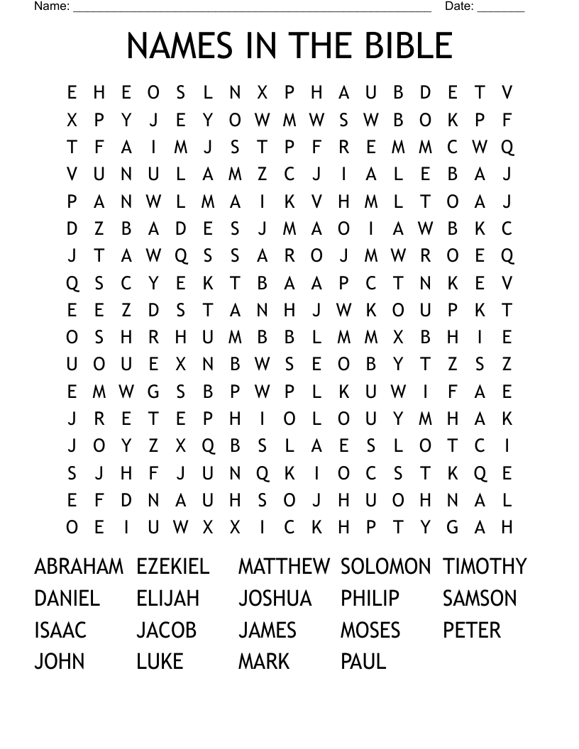 NAMES IN THE BIBLE Word Search