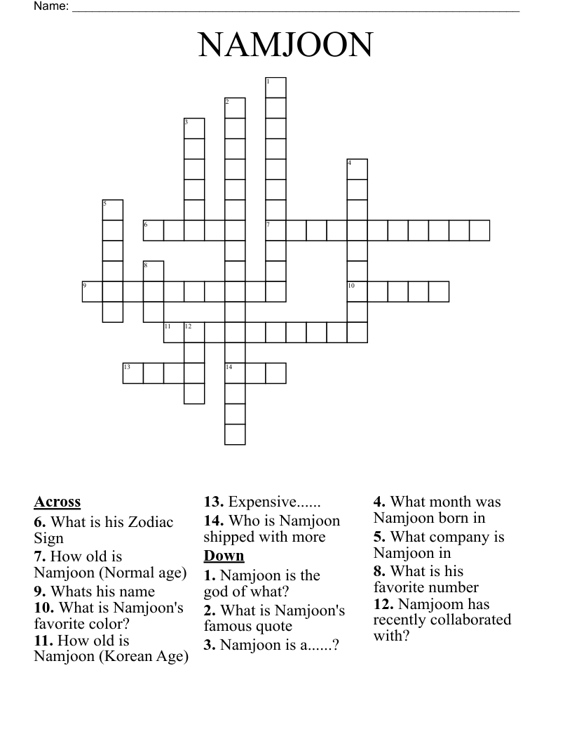 NAMJOON Crossword