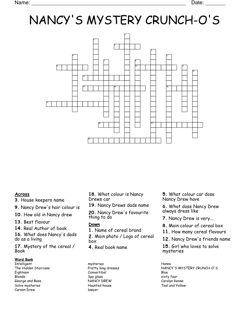 NANCY'S  MYSTERY CRUNCH-O'S  Crossword