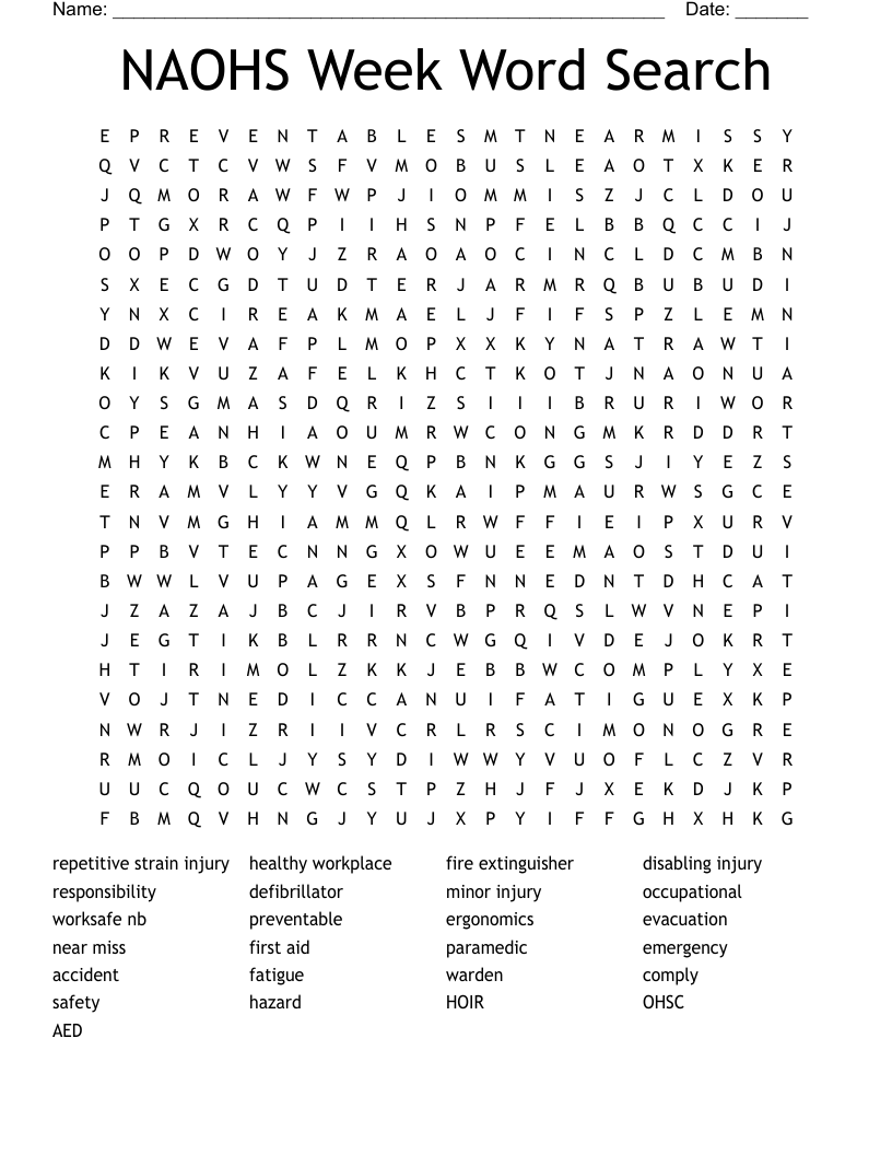 NAOHS Week Word Search