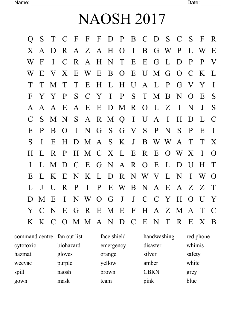 NAOSH 2017 Word Search