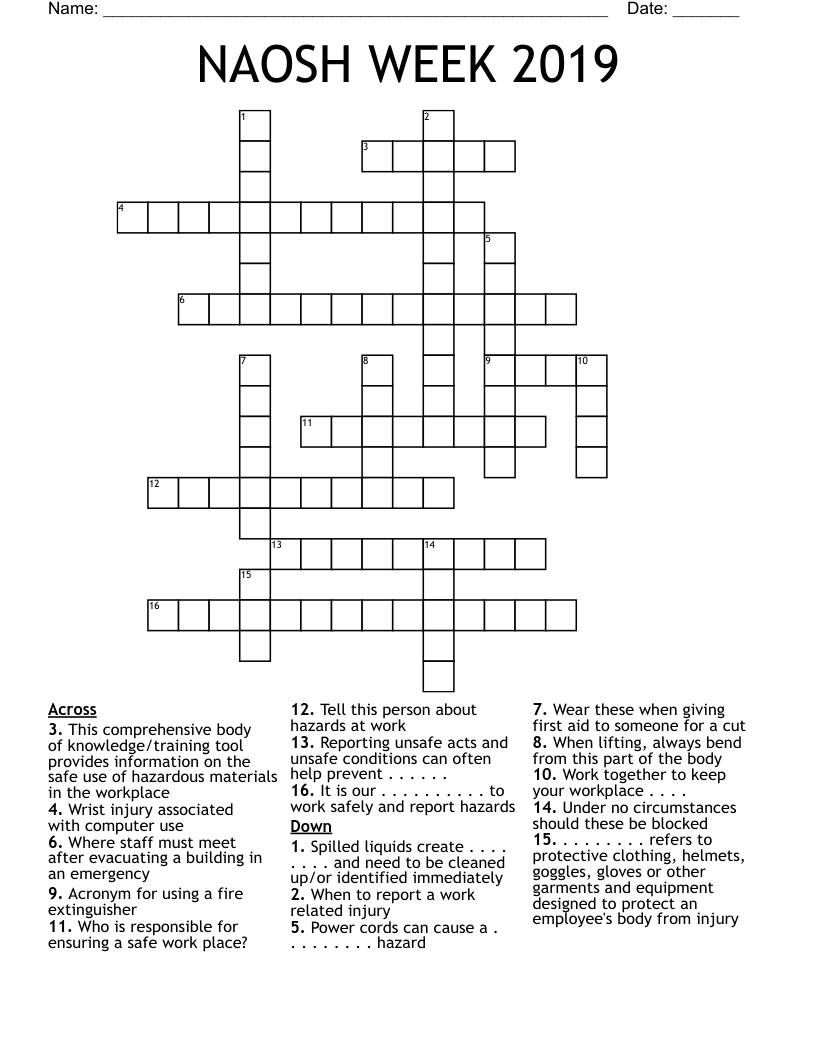 NAOSH WEEK 2019  Crossword