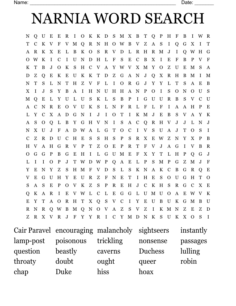 NARNIA WORD SEARCH
