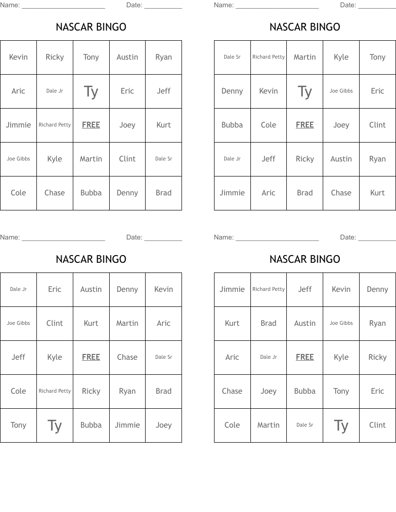 NASCAR BINGO