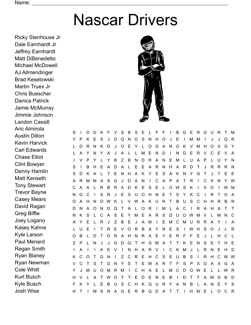 Nascar Drivers Word Search