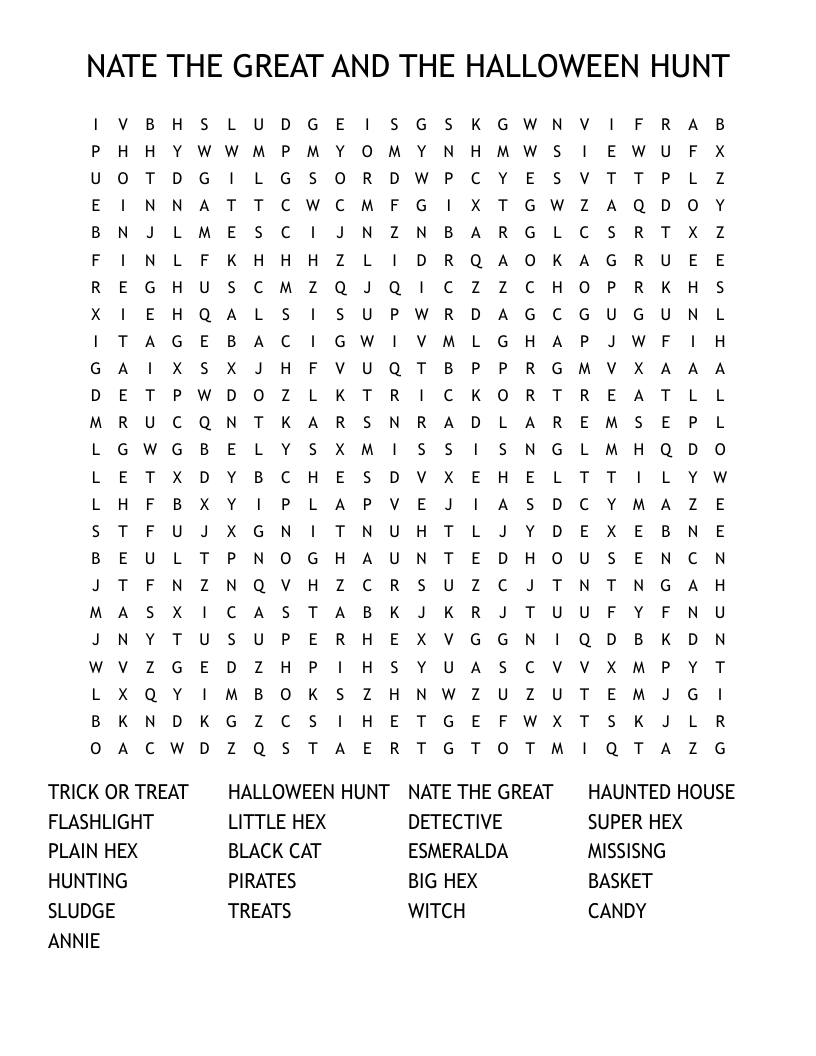 NATE THE GREAT AND THE HALLOWEEN HUNT Word Search