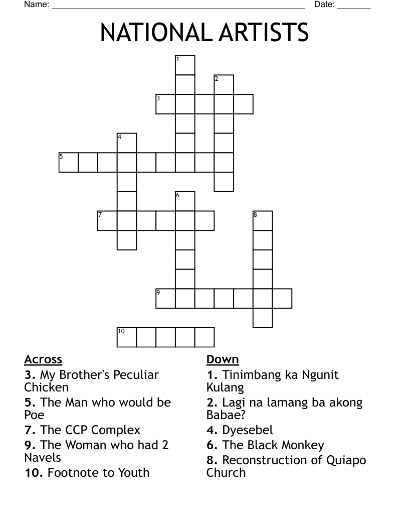 NATIONAL ARTISTS Crossword