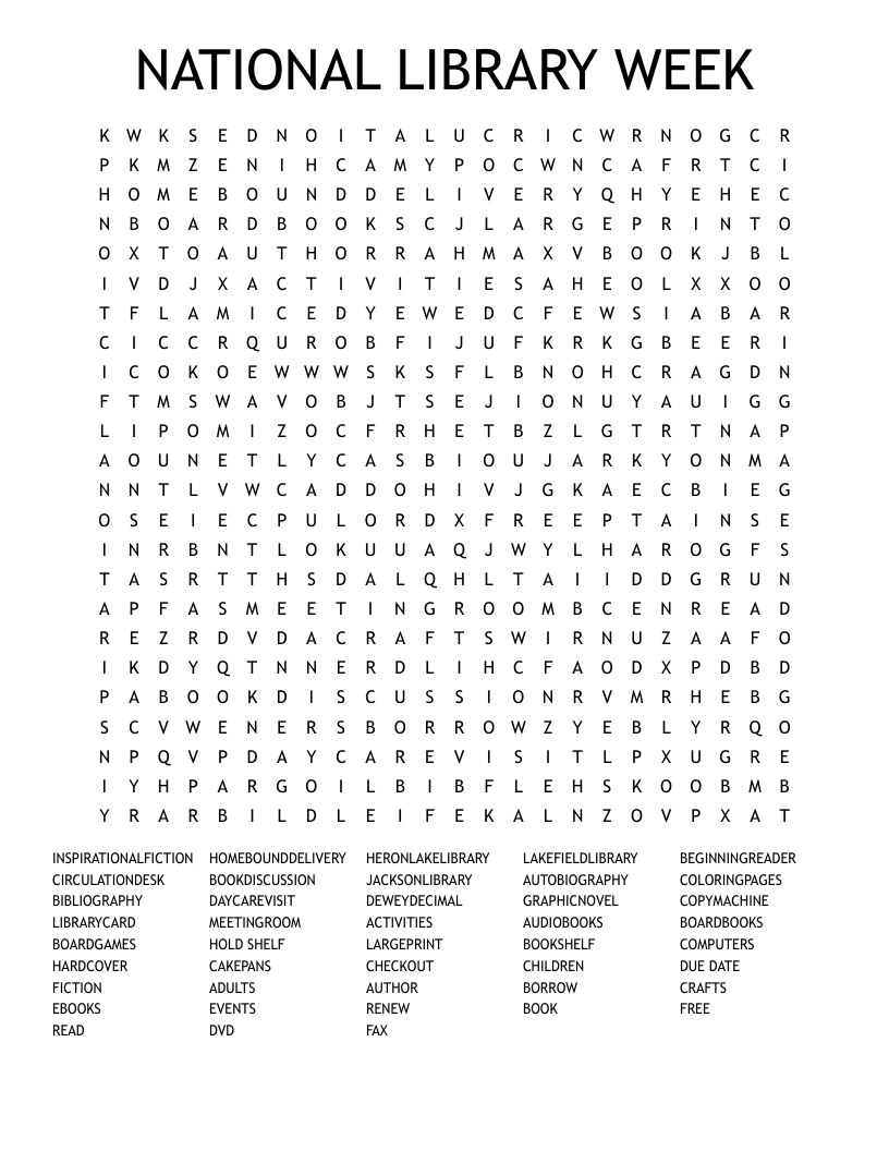 NATIONAL LIBRARY WEEK Word Search