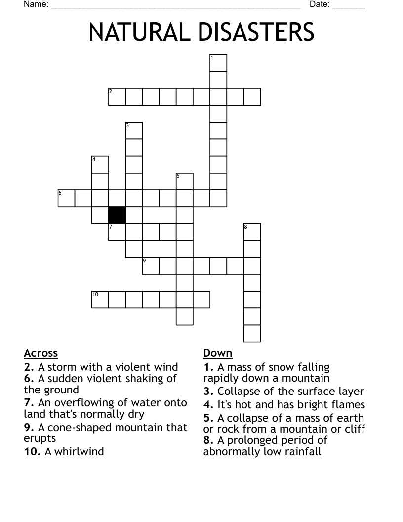 NATURAL DISASTERS Crossword