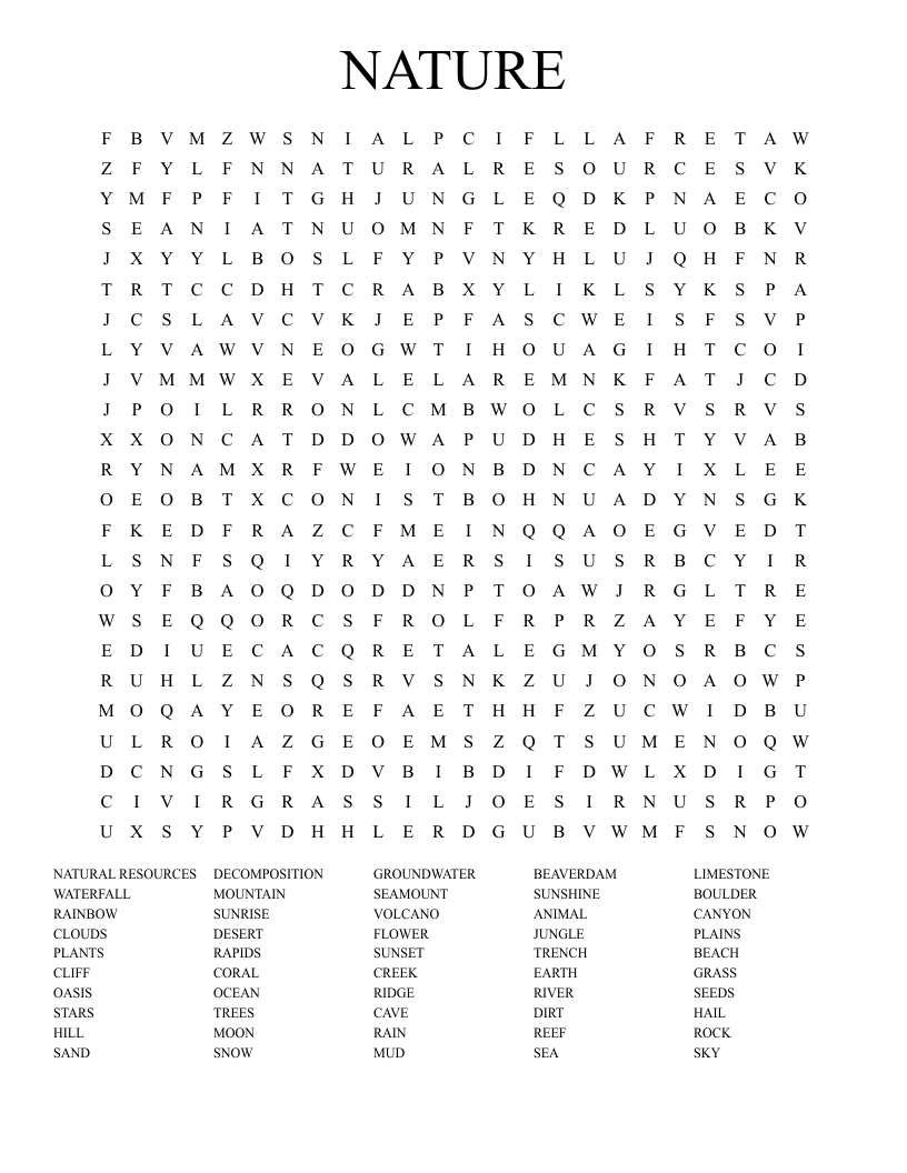 NATURE Word Search