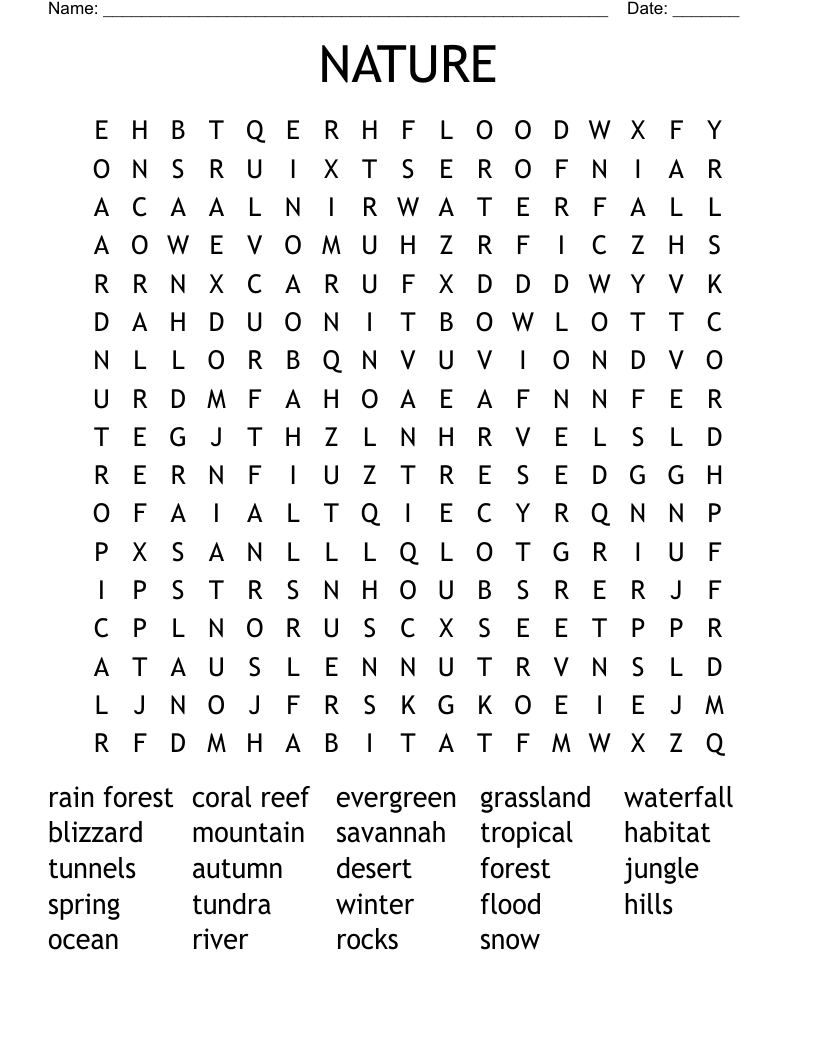 NATURE Word Search