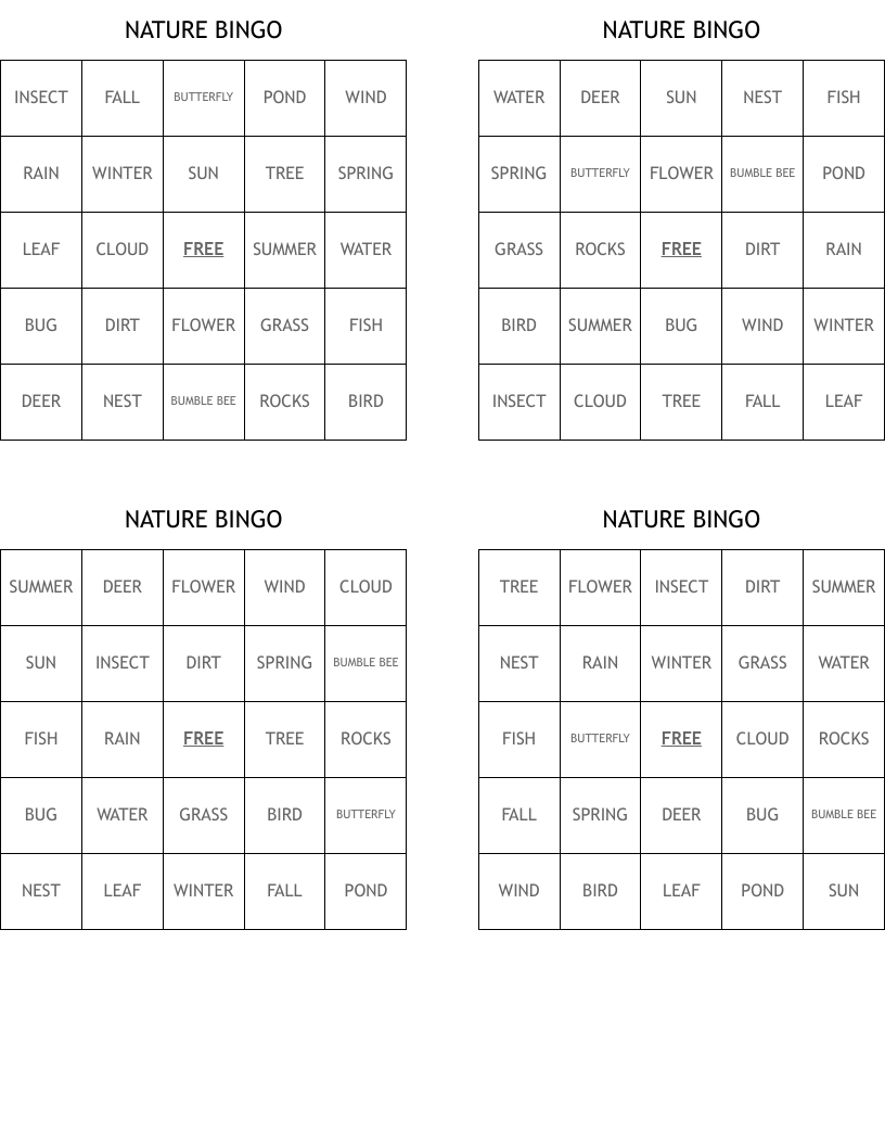 NATURE BINGO
