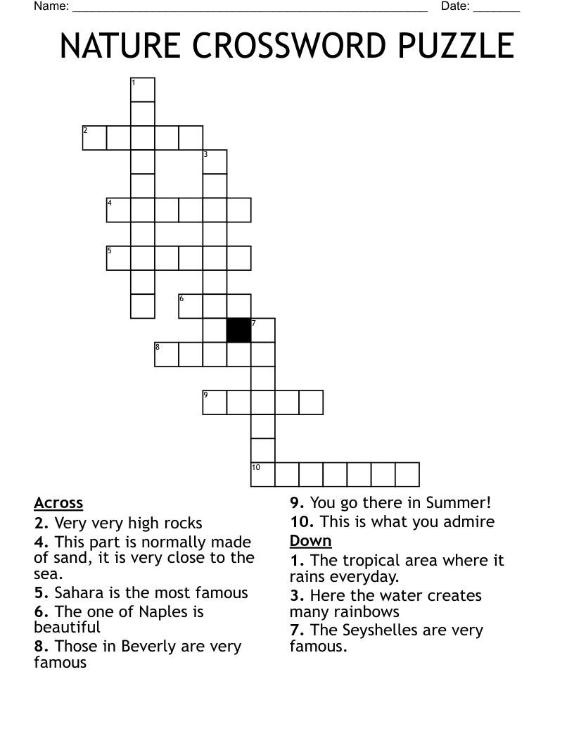 NATURE CROSSWORD PUZZLE