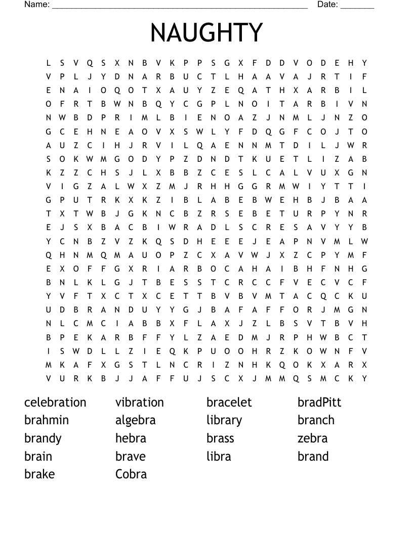 NAUGHTY Word Search