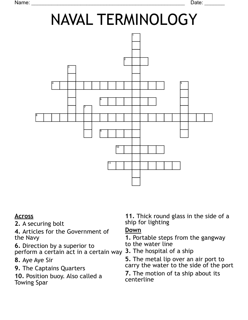 NAVAL TERMINOLOGY Crossword
