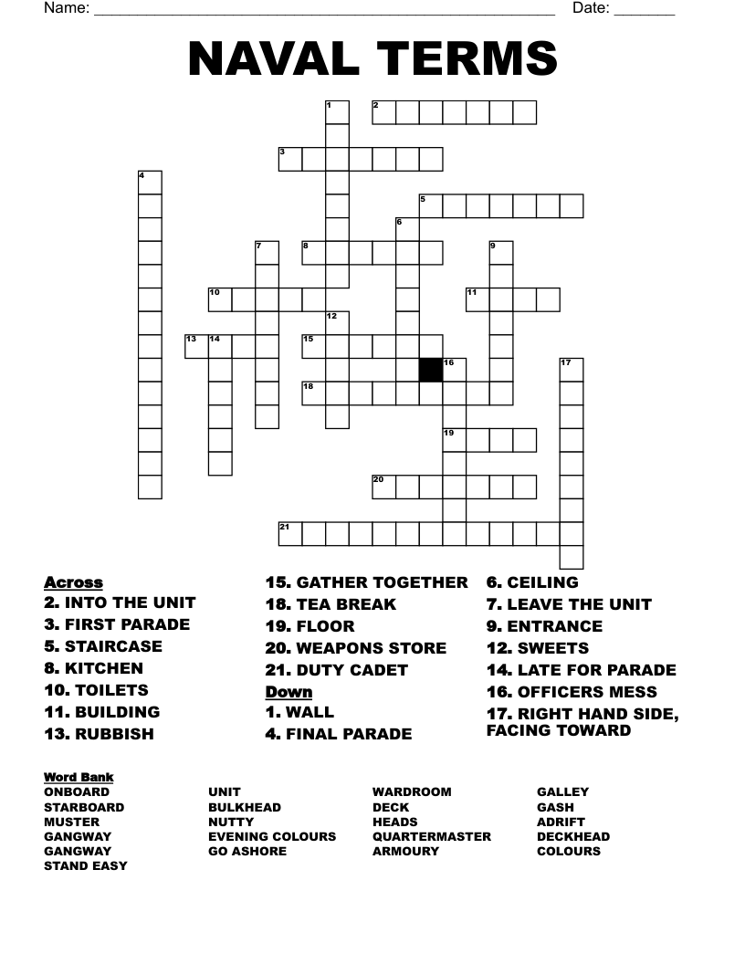 NAVAL TERMS Crossword