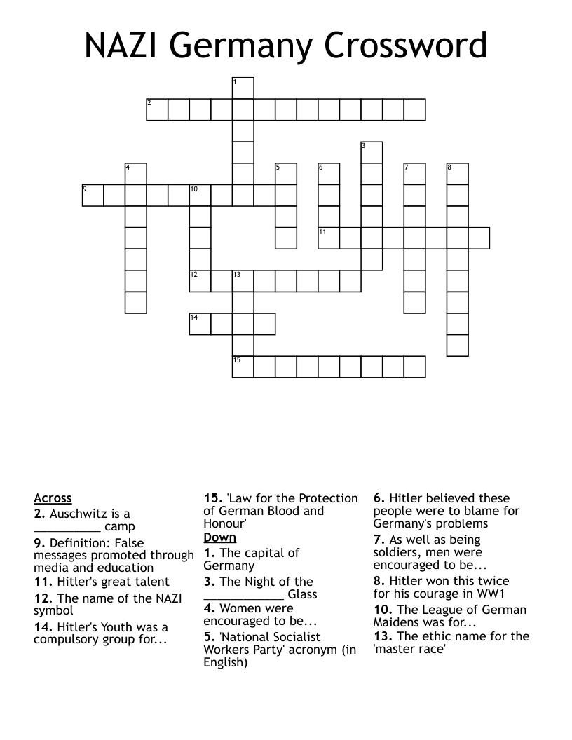 NAZI Germany Crossword
