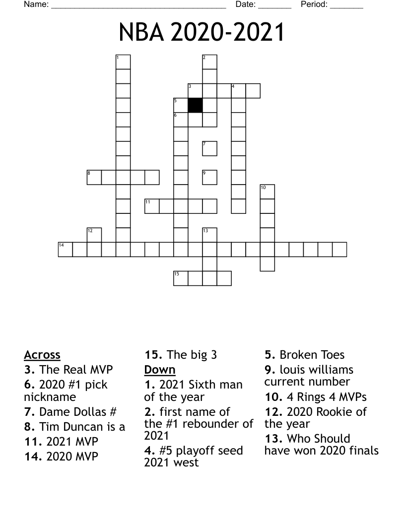 NBA 2020-2021 Crossword